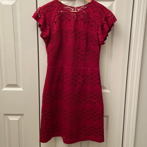 Like New Trina Turk Mai Tai Red Lace Dress Size 8 - Picture 4 of 11